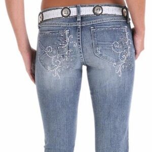 Rock 47 By Wrangler Blue Flare Jeans with Embroidery Size 3